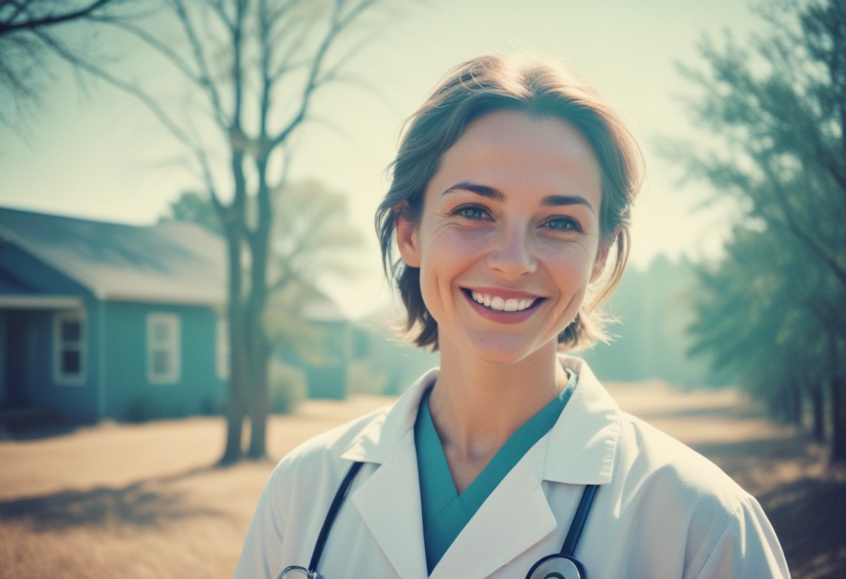 rural female doctor smiling outdoor